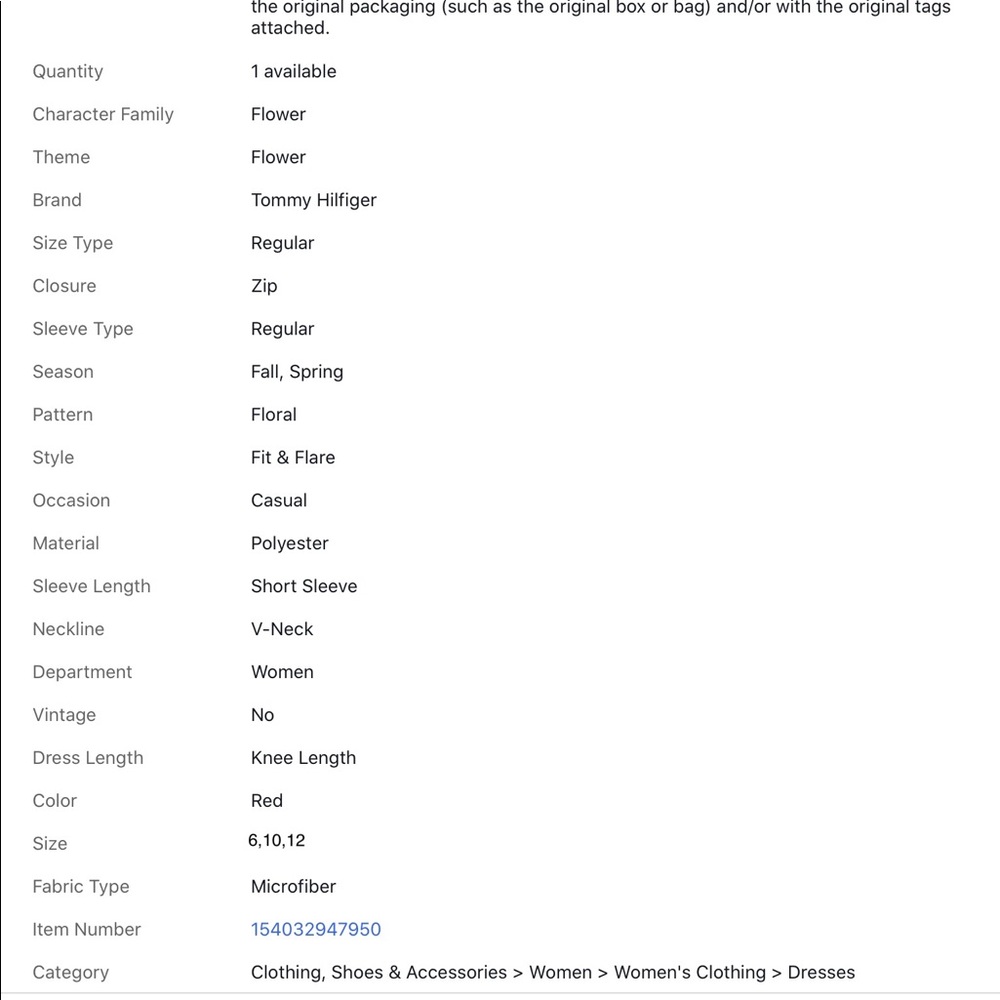 #32 Tommy HILFIGER BROOKSHIRE RED FLORAL Flare  DRESS - Picture 11 of 11